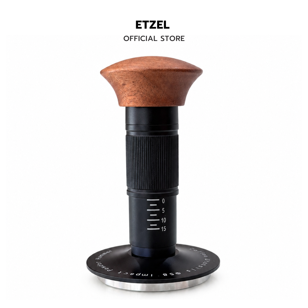 เเทมเปอร์กดกาแฟแบบสปริง ETZEL ขนาด 58MM สีดำ